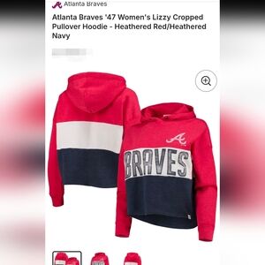 NEW Atlanta Braves Lizzy Cropped Pullover Hoodie - (Womans Size Small)